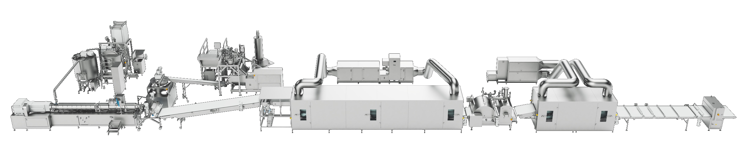 Complete Extrufood extrusion line: from slurry preparation to cutting and sanding